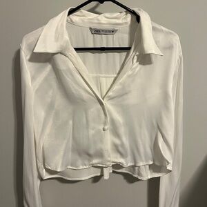 Zara Women's Cream Satin Blouse